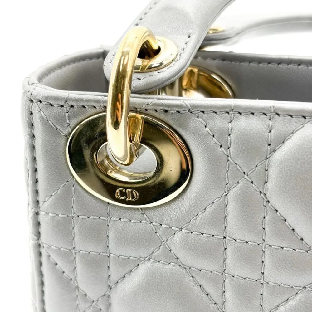 Dior Mini Lady Dior Bag Steel Grey Lambskin Gold Hardware